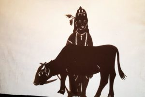 shadow puppet lord Balarama cow plough vaishnava hindu silhouette artwork