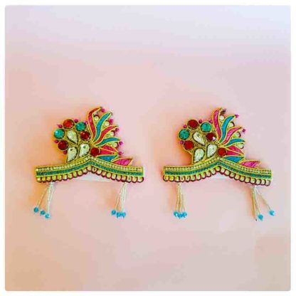 holi colors deity crowns for Krishna diety and radha deity pair