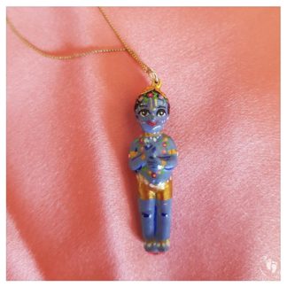 Krishna pendant standing with flute ready to wear as a necklace