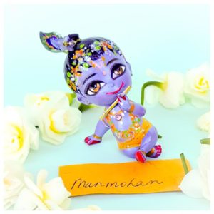 krishna doll for sale deity doll of krsna childs first blue krsna manmohan with flowers and all ornaments.
