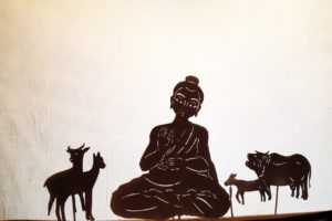shadow puppet cut outline silhouette buddha deer ahimsa