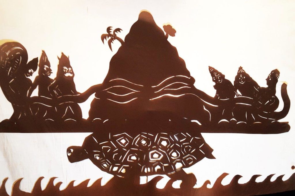 Kurma turtle shadow puppet incarnation sri krishna silhouette art theatre inspiration