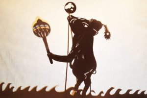 boar incarnation Varaha silhouette shadow puppet