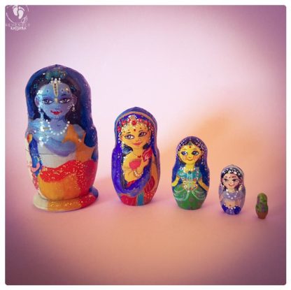 Krishna Matryoshka doll set of 5 russian nesting wooden vaishnava krishna dolls