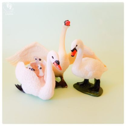 set of three swan dolls toy friends of Krishna plastic swan animals