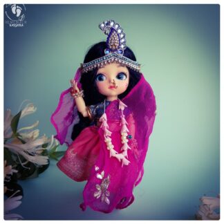 perfect carved and decorated with flowers wooden swing for radha krsna janmastami swing pastimes on jhula