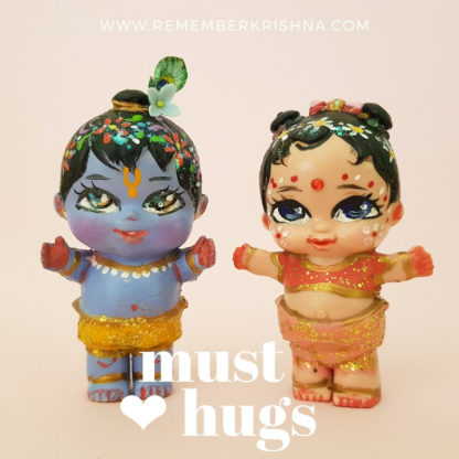 huggable Radha and Krishna pair of Krsna dolls