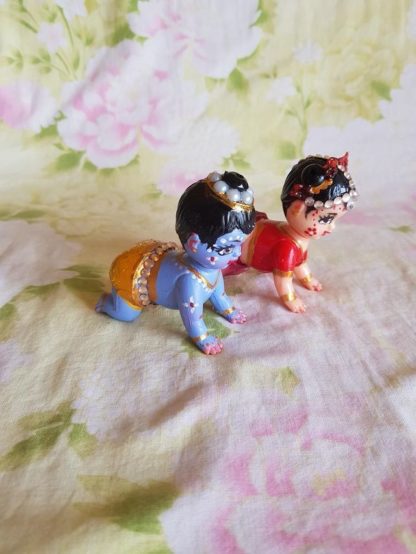 Laddu gopal krishna radha pair crawling side view dolls of radha krishna