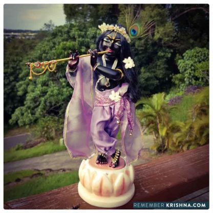 black marble krishna deity gyanasyam murti of krishna 15 inch size on 3 inch base tall and gorgeous black syamasundar