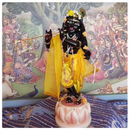 black marble krishna deity gyanasyam murti of krishna 15 inch size on 3 inch base tall and gorgeous black syamasundar