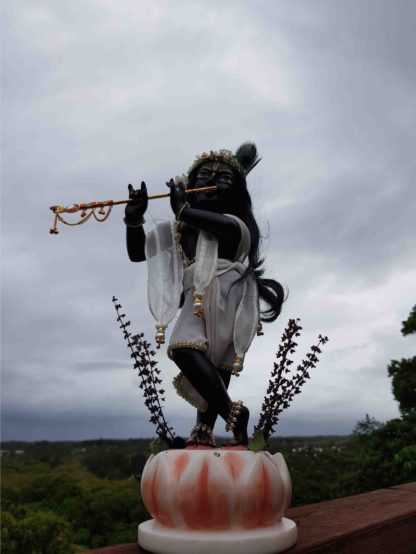 black marble krishna deity gyanasyam murti of krishna 15 inch size on 3 inch base tall and gorgeous black syamasundar