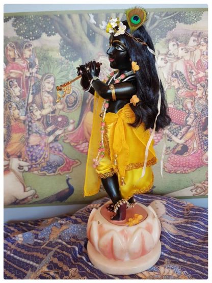 black marble krishna deity gyanasyam murti of krishna 15 inch size on 3 inch base tall and gorgeous black syamasundar