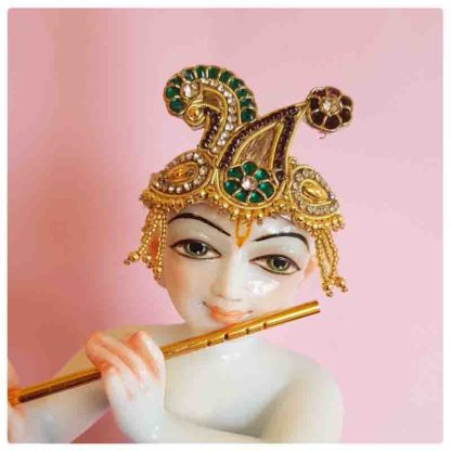 sirpech peacock radiance style crown mukut for krishna deity smaller size perfect for 12 inch deity of kahna
