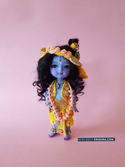 Janmastami edition collectors Krishna doll with yellow garments and turban