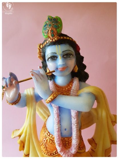 beautiful Krishna deity 15 inch clothes with carving and painted