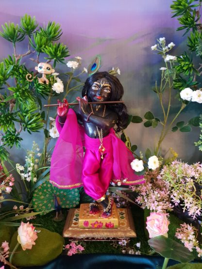 gopinath deity of krishna dressed in pink black marble murti