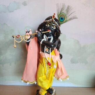 Black Marble Krishna murti 13inch tall deity sold with shringar