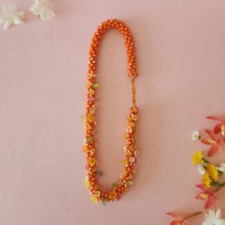 Marigold garland for Krishna deity jewelled and beaded ever fresh garland