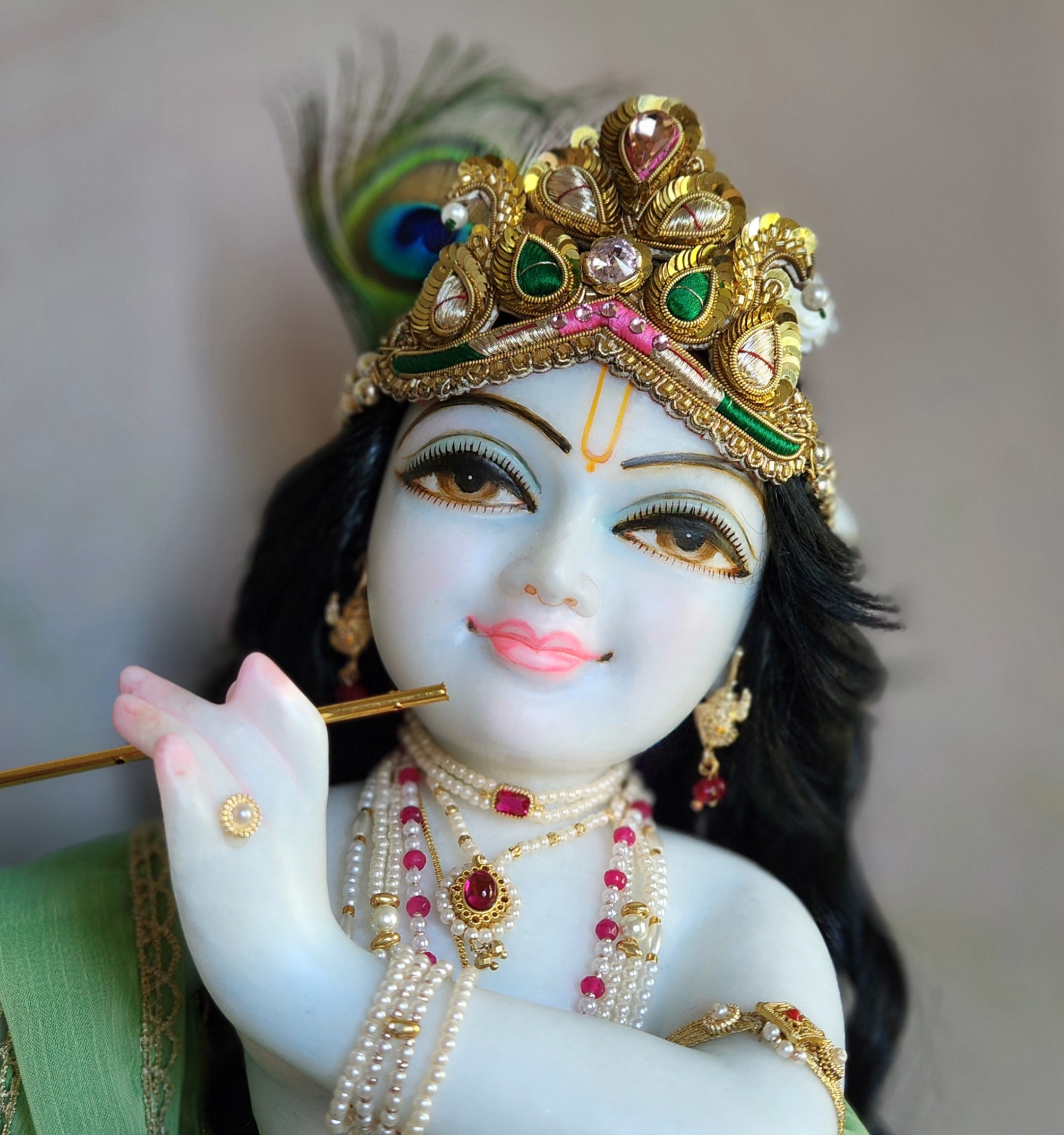 close up of Marble krishna deity face