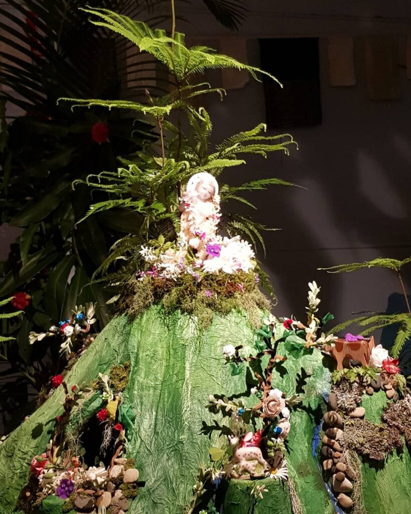 goverdhan puja festival pics of home made hill and flowers